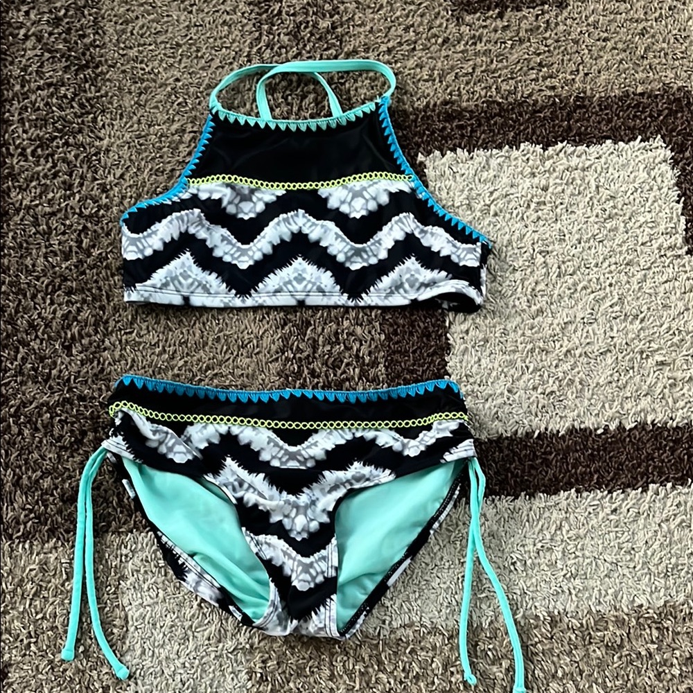 Justice Black and Aqua Kids Swim Set